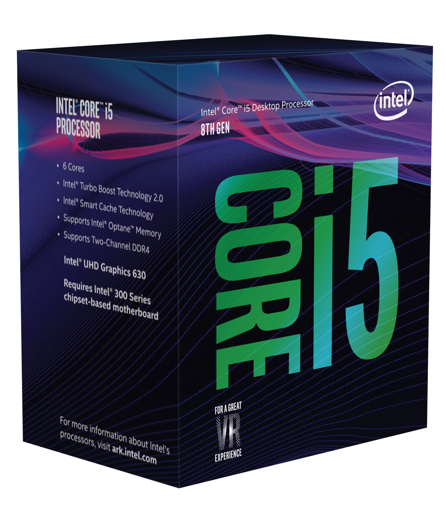 Official Intel Core i5 family packaging; representative 8th-generation box, not an exact SKU or generation photograph