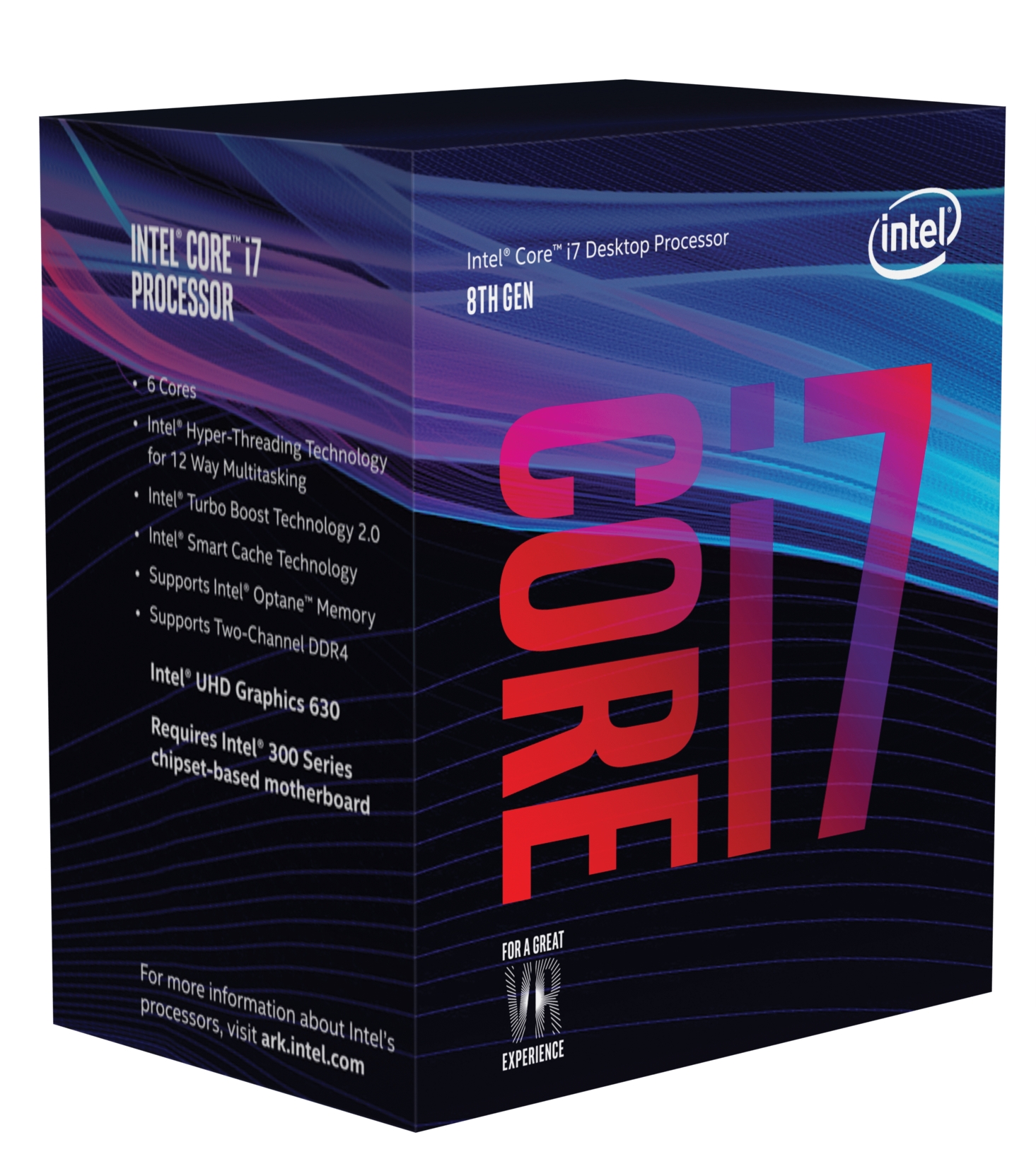 Official Intel Core i7 family packaging; representative 8th-generation box, not an exact SKU or generation photograph