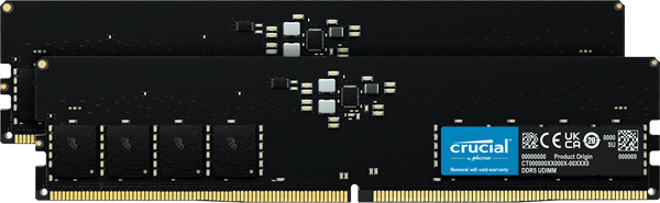 Crucial standard black DDR5 UDIMM family; launch render, not exact 5200 MT/s, capacity or kit